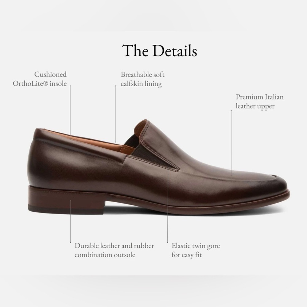 Gordon Rush $245 Men’s Elliot Brown Leather Slip On Dress Shoes Size 13 New - Picture 6 of 10
